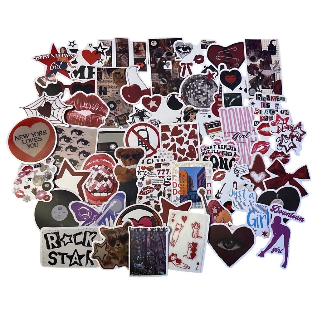NEW 50pc Downtown Girl Aesthetic Vinyl Stickers Y2K Coquette Water Bottle Decals